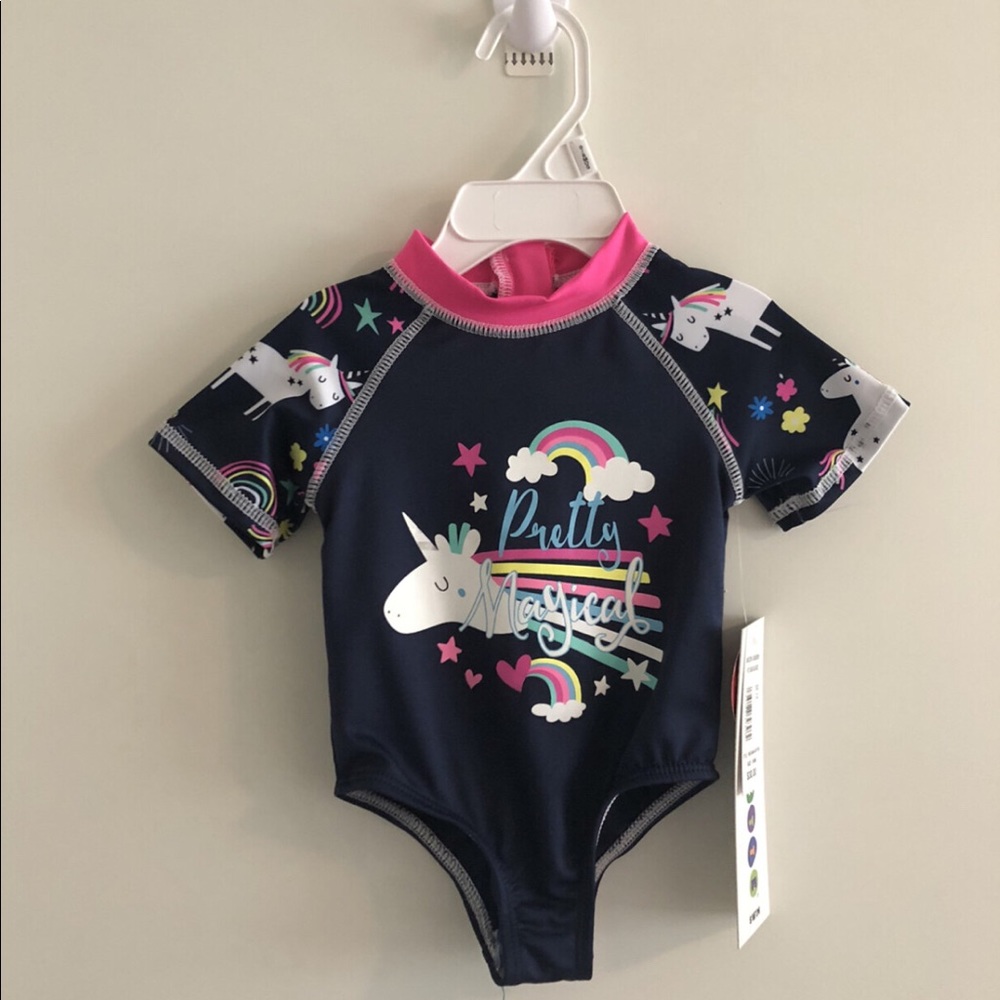 Wippette Baby Girls One-Piece Rash guards Swimsuit 0-6 Months - Picture 5 of 9